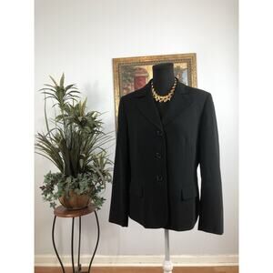Kasper Womens Suit Jacket Size 10 Black 3 Buttons Whimsigoth Career Preppy Fairy